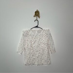 Storia Petite Floral Ruffle Front Top S